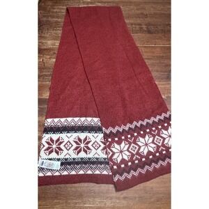 Old Navy Fair Isle Scarf Red/White/ Black  62" L X  10"W‎ New With Tags